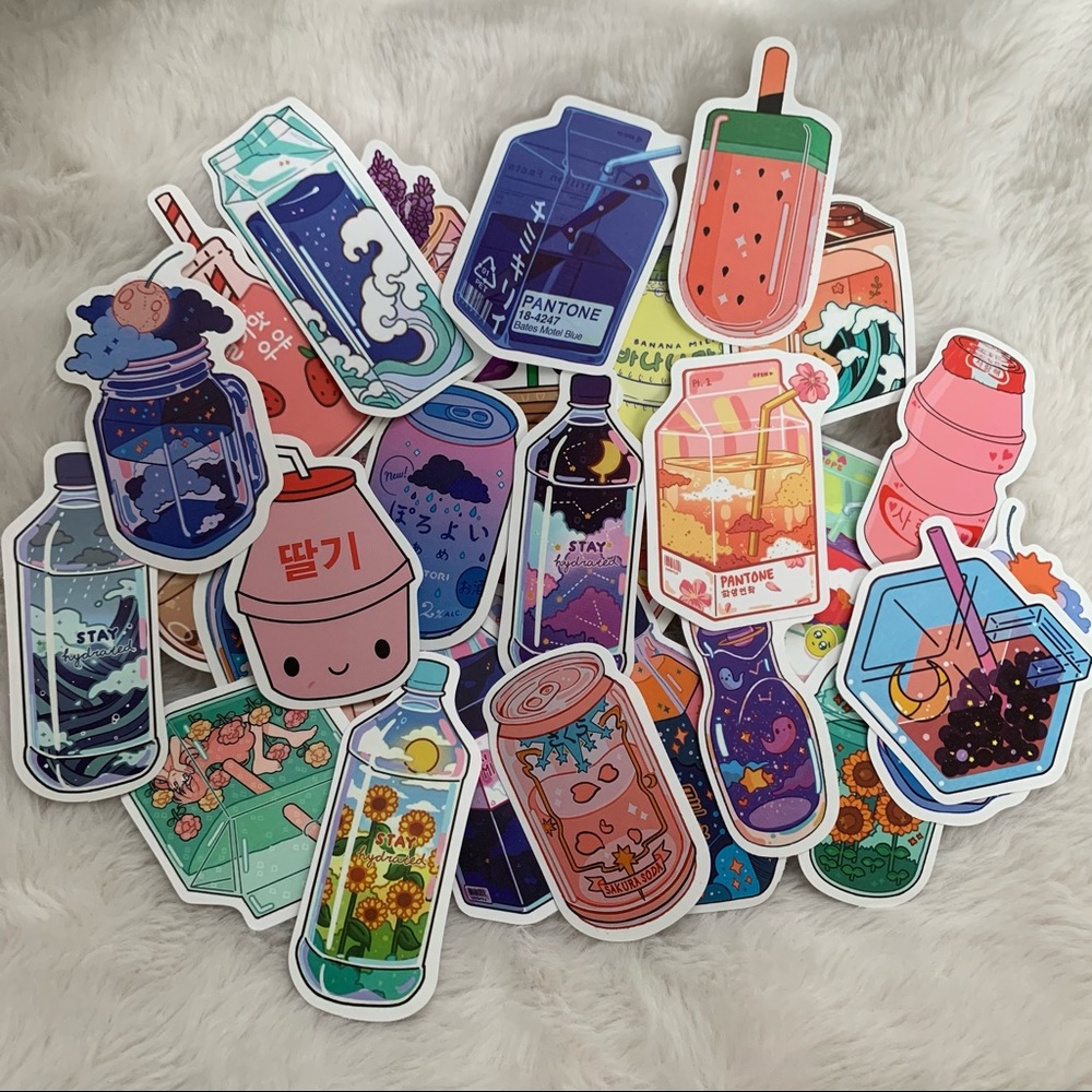 Kawaii Drink Stickers (set of 8)
